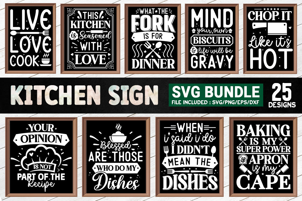 Funny Kitchen Quotes SVG Bundle, 6 Designs, Kitchen Sign SVG, What The Fork  Is For Dinner SVG, Blessed Are Those Who Do My Dishes SVG - So Fontsy