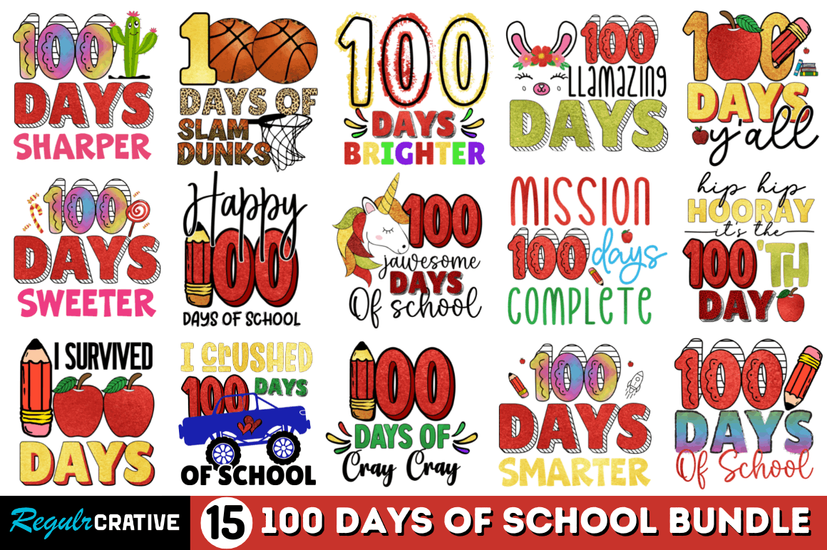 100 Days Of School Sublimation PNG Bundle