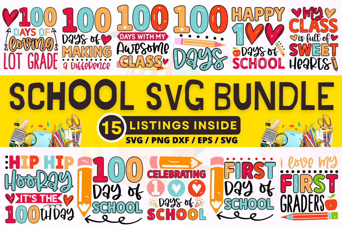 100 Days Of School SVG Design Bundle