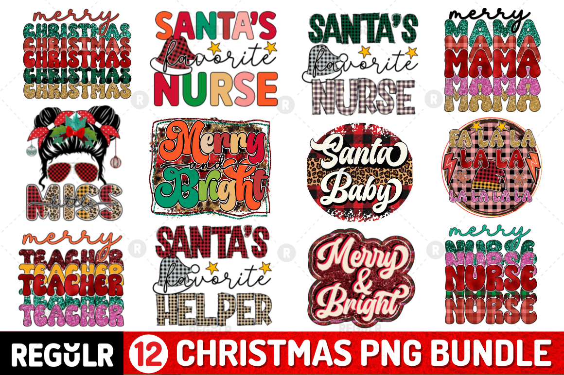 Merry Christmas PNG  Sublimation Bundle