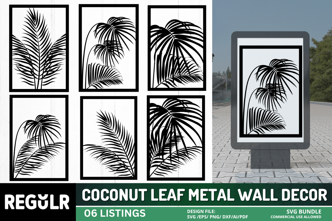 Coconut Leaf Metal Wall Decor SVG Bundle