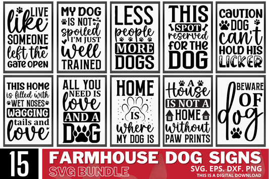 Farmhouse Dog Sign Svg PNG Design Bundle