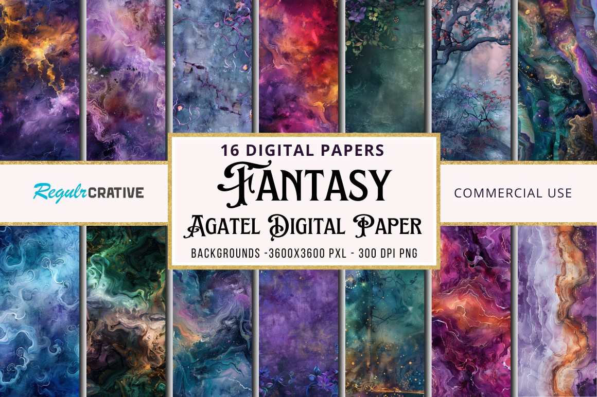 Fantasy Agatel Digital Paper Bundle