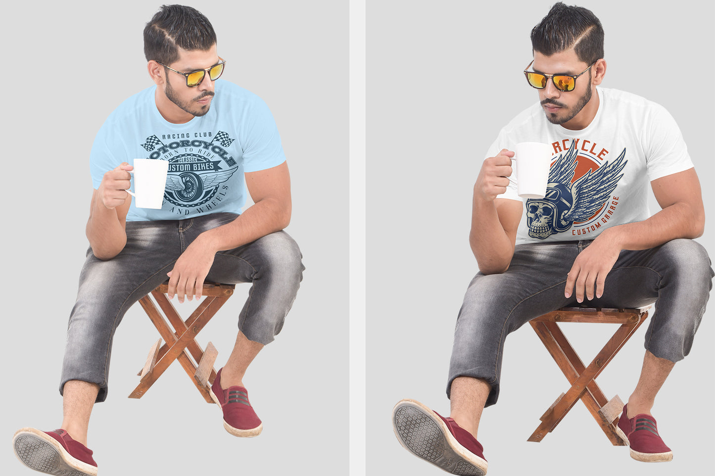 5 Editable Men’s T-Shirt Mock-Up Bundle – Realistic & Stylish Mock-Up Pack