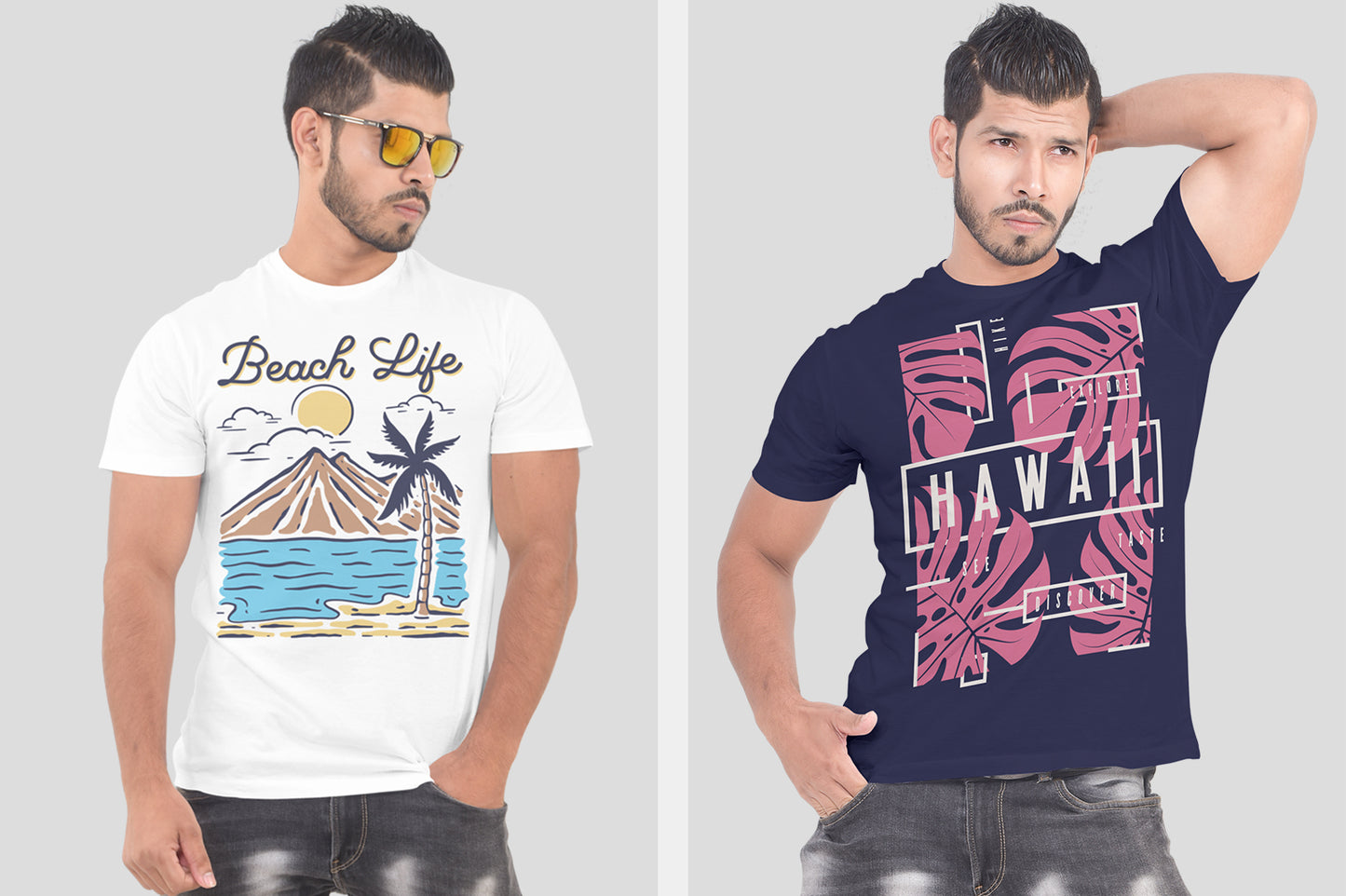 5 Editable Men’s T-Shirt Mock-Up Bundle – Realistic & Stylish PSD Mock-Up Pack