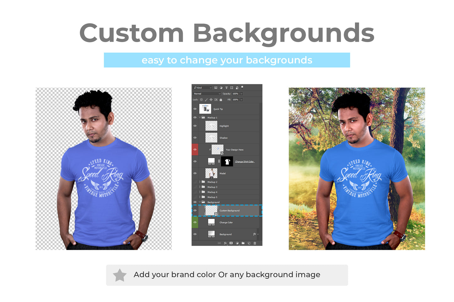 Men's Crew Neck T-Shirt Mock-Up – 7 Fully Editable PSD Templates