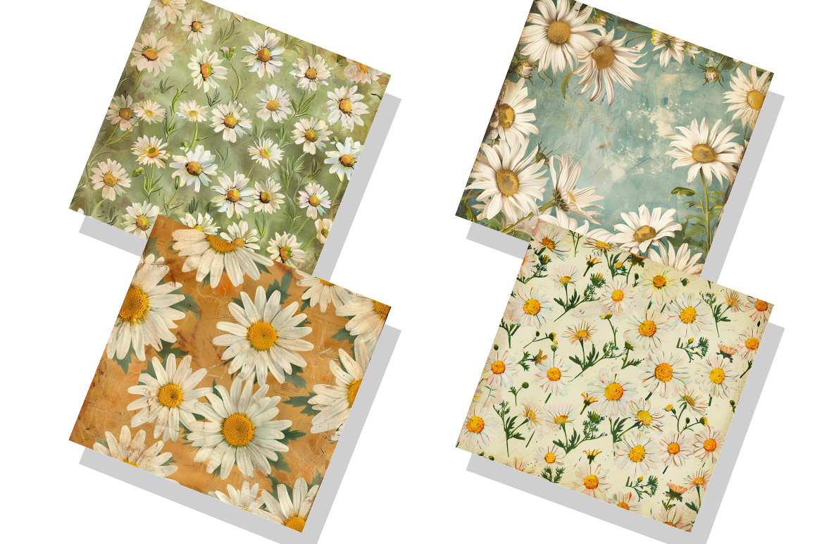 Daisy Vintage Digital Paper Bundle