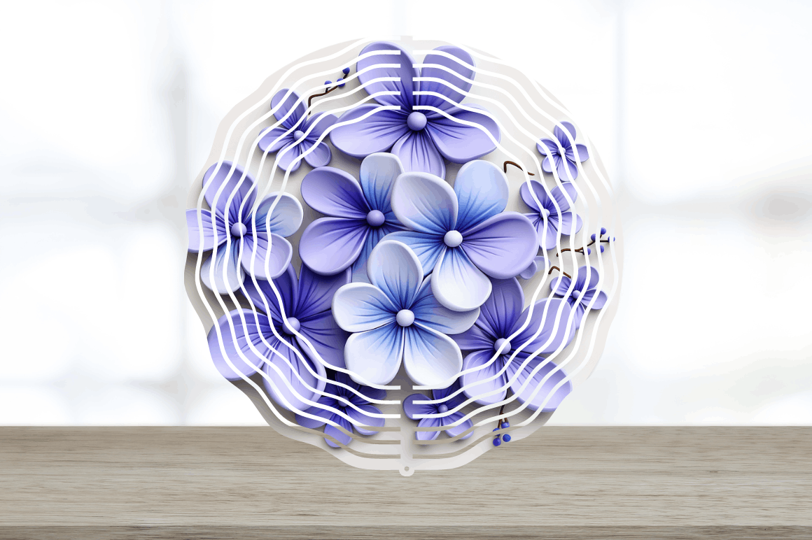 3D Elegant Periwinkle Flowers Wind Spinner Bundle