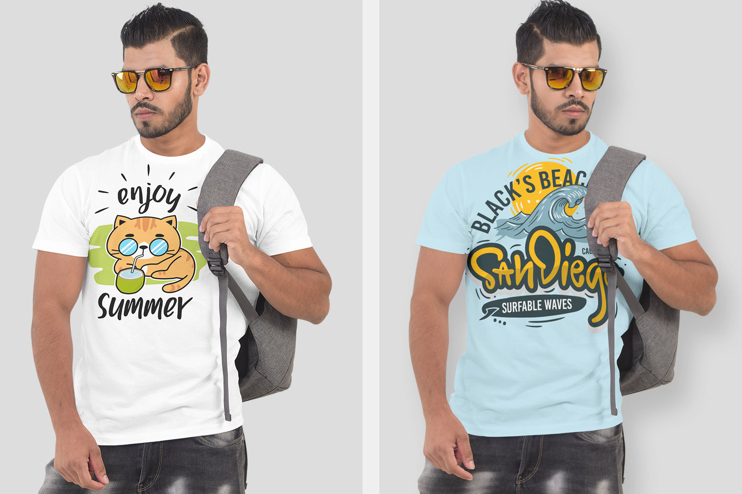 5 Editable Men’s T-Shirt Mock-Up Bundle – Realistic & Stylish Mock-Up Pack - Vol-2