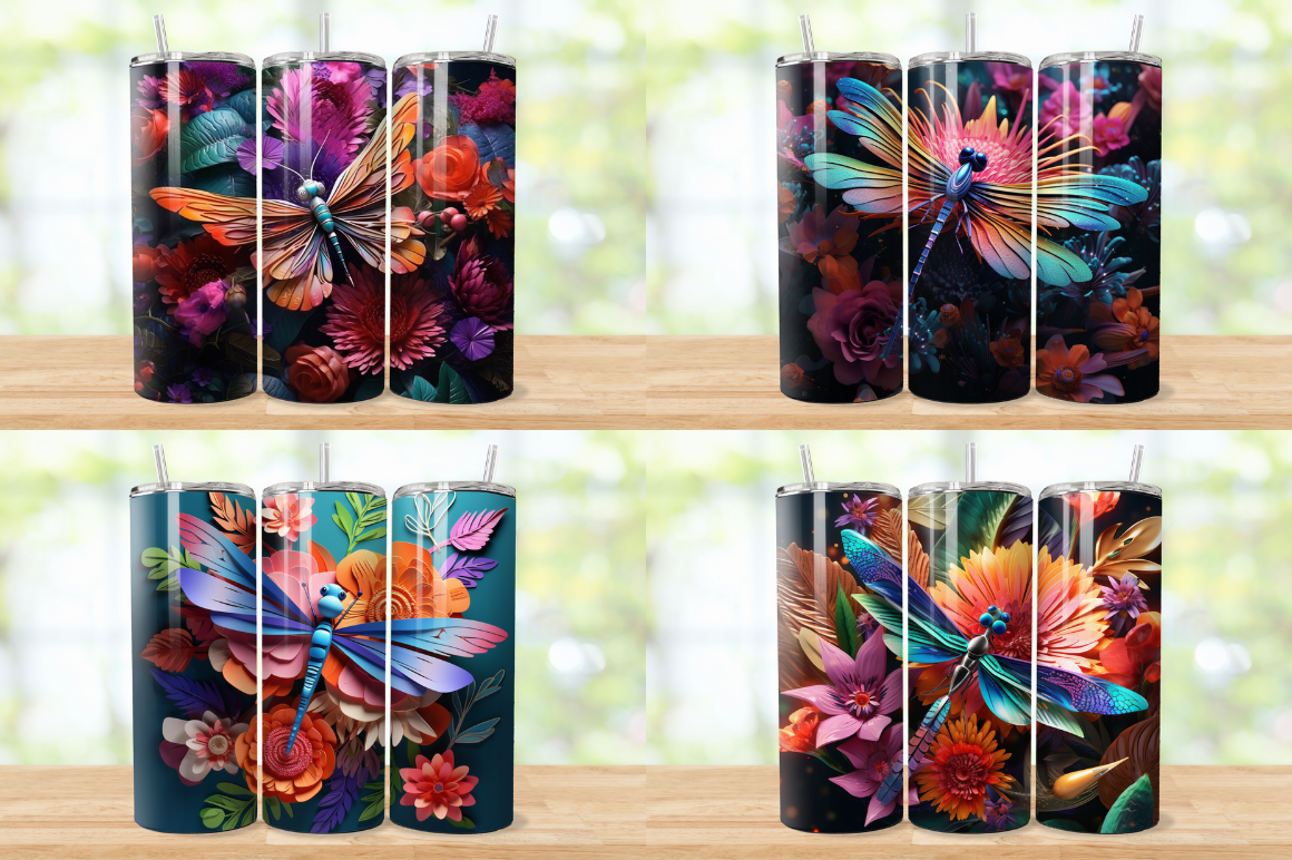 3D Dragonfly Tumbler Wrap Bundle