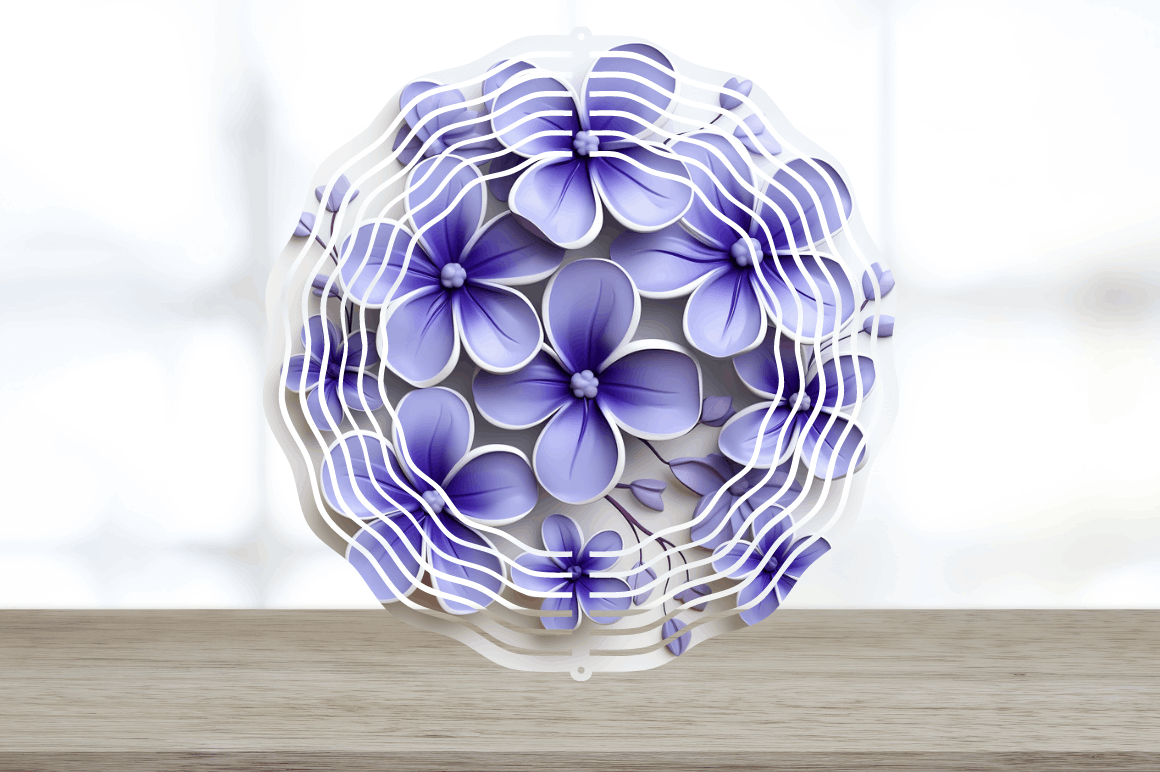 3D Elegant Periwinkle Flowers Wind Spinner Bundle