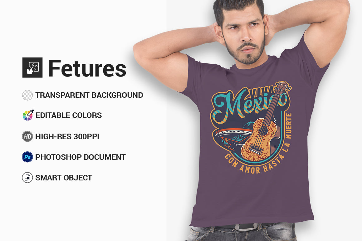 5 Editable Men’s T-Shirt Mock-Up Bundle – Realistic & Stylish PSD Mock-Up Pack