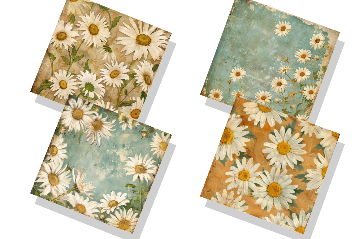 Daisy Vintage Digital Paper Bundle