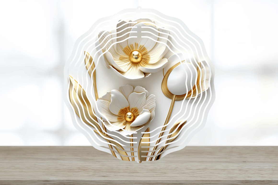 3d Gold Tulip Flowers Wind Spinner Bundle