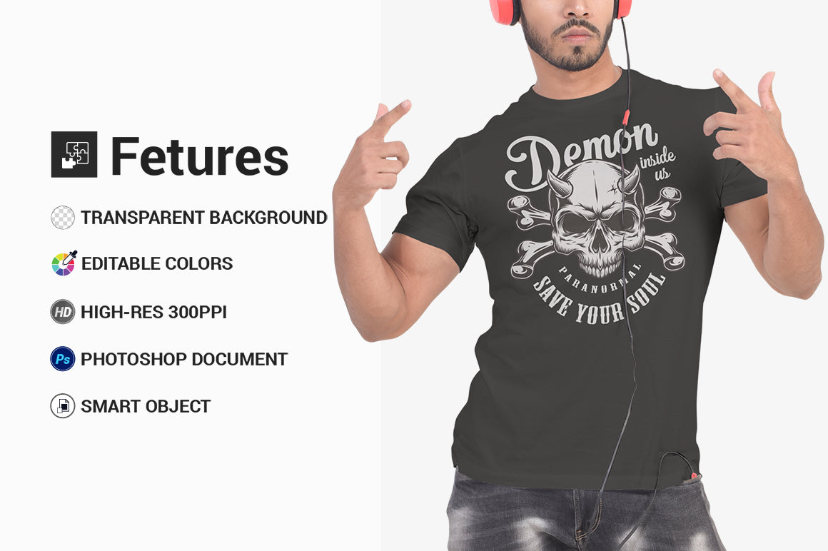 5 Men's T-Shirt Mock-Up Bundle