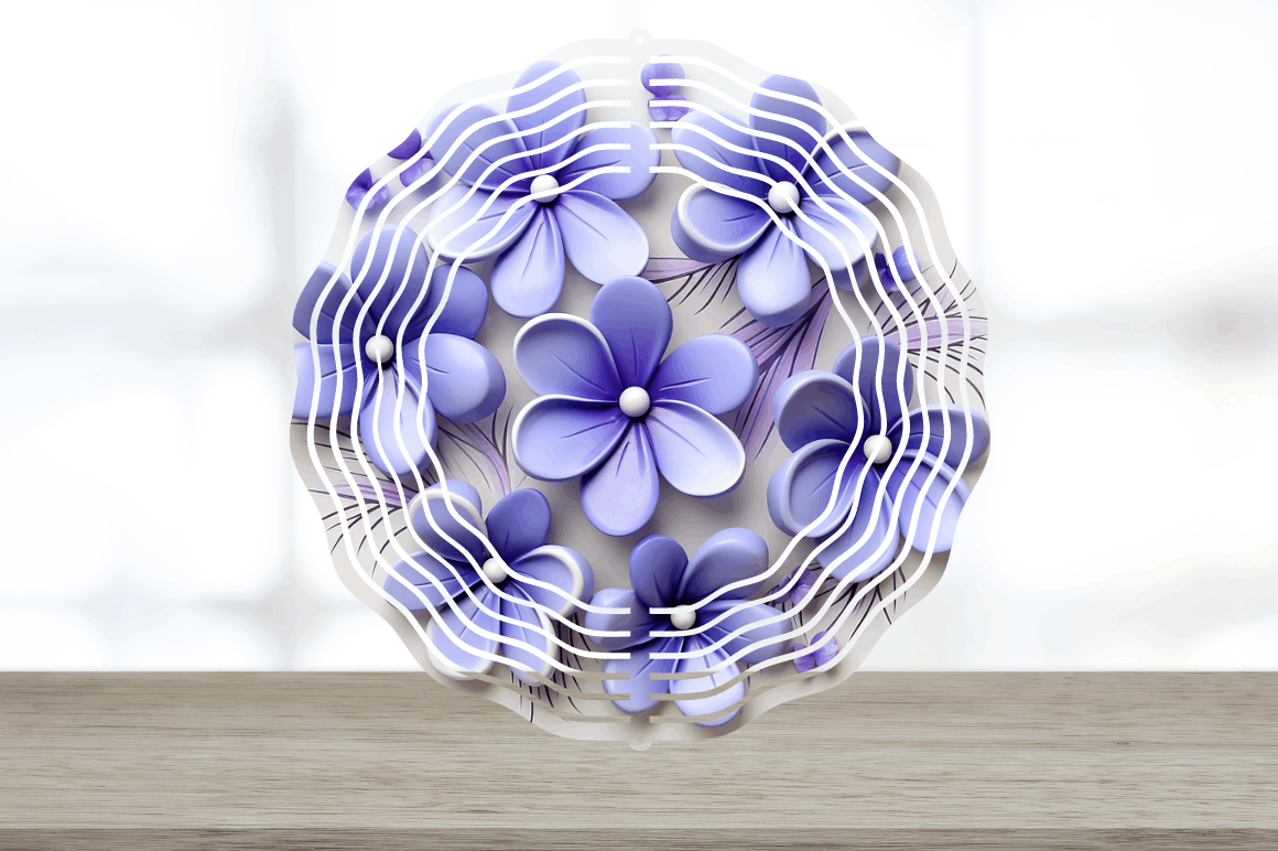 3D Elegant Periwinkle Flowers Wind Spinner Bundle