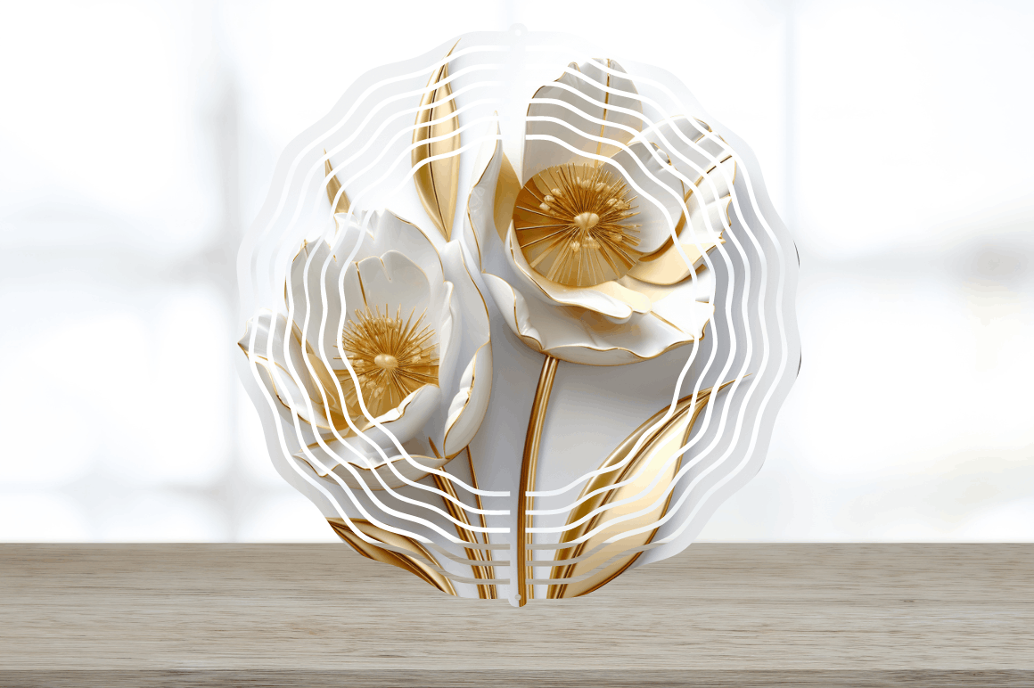 3d Gold Tulip Flowers Wind Spinner Bundle