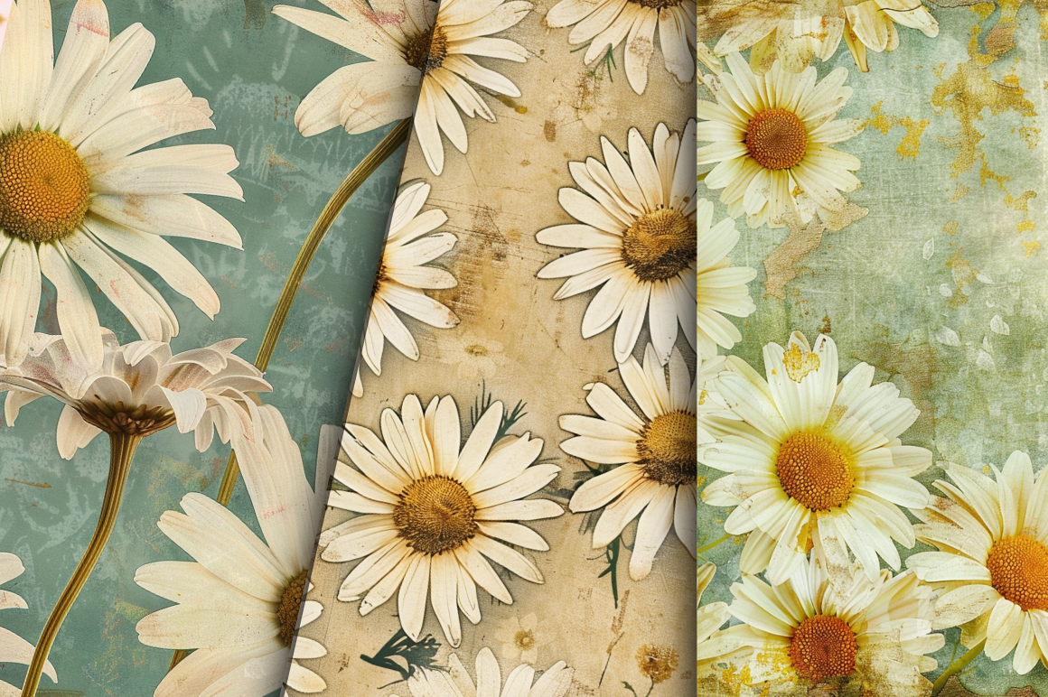 Daisy Vintage Digital Paper Bundle