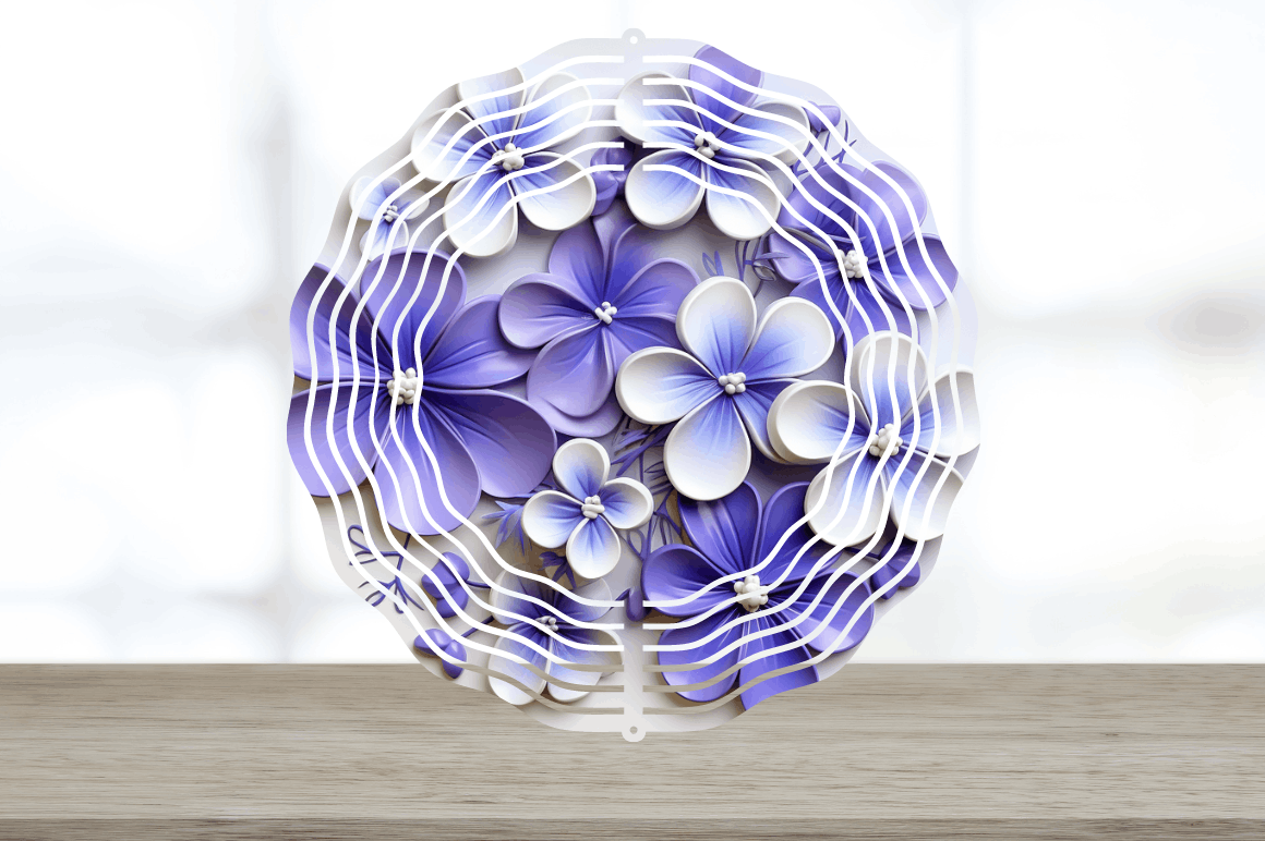 3D Elegant Periwinkle Flowers Wind Spinner Bundle