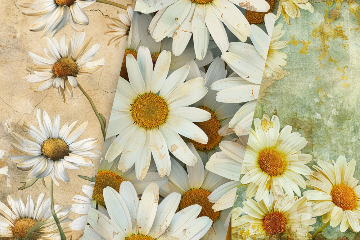 Daisy Vintage Digital Paper Bundle