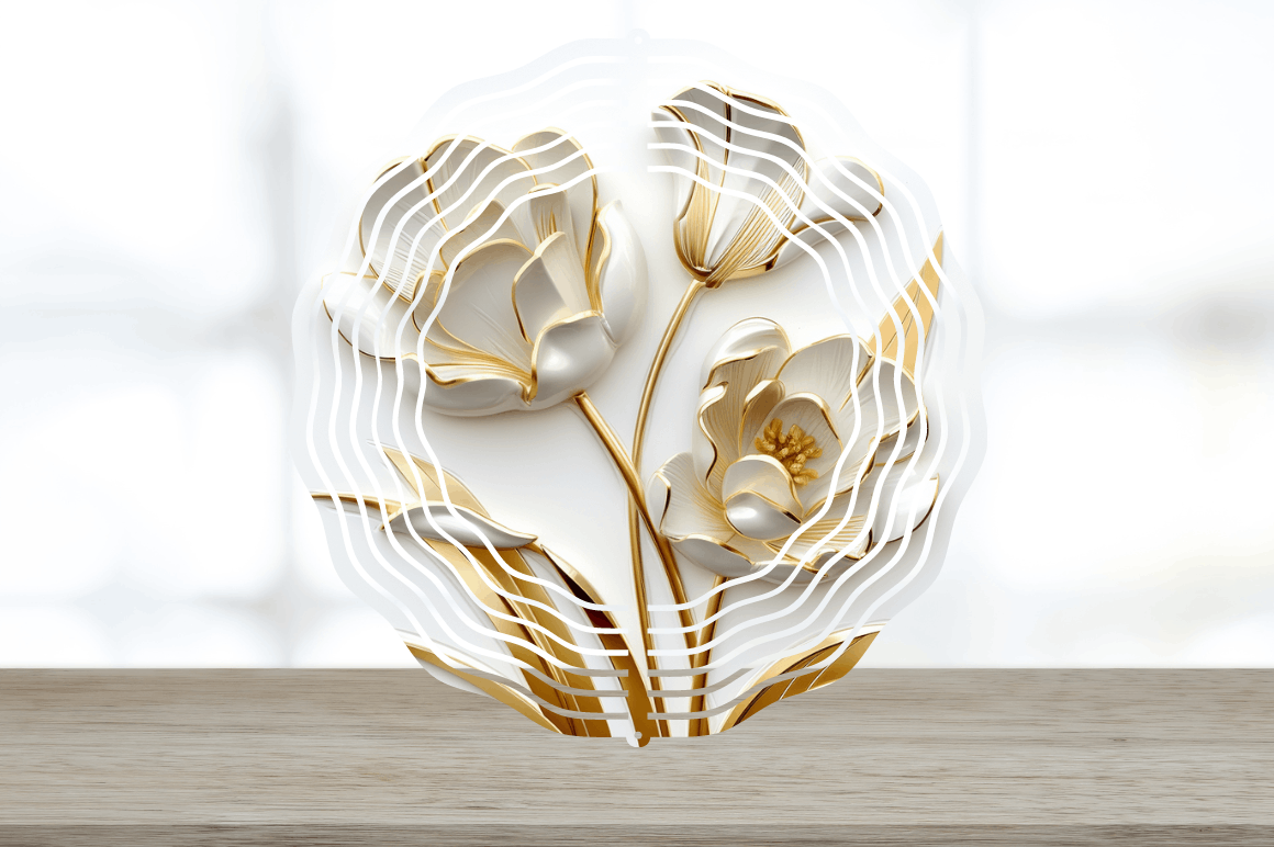 3d Gold Tulip Flowers Wind Spinner Bundle