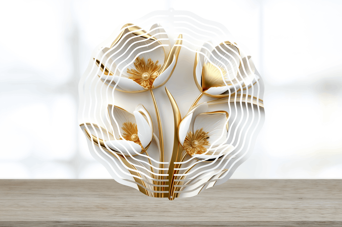 3d Gold Tulip Flowers Wind Spinner Bundle