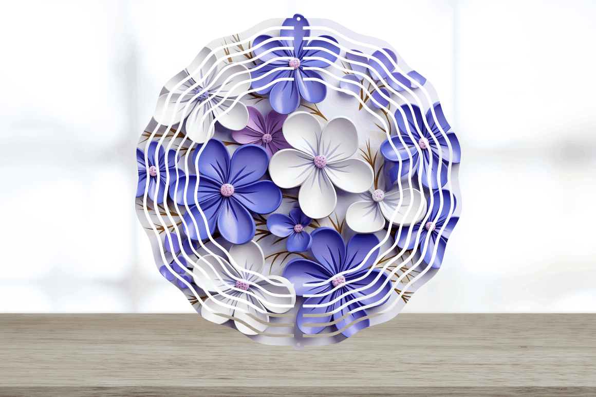 3D Elegant Periwinkle Flowers Wind Spinner Bundle