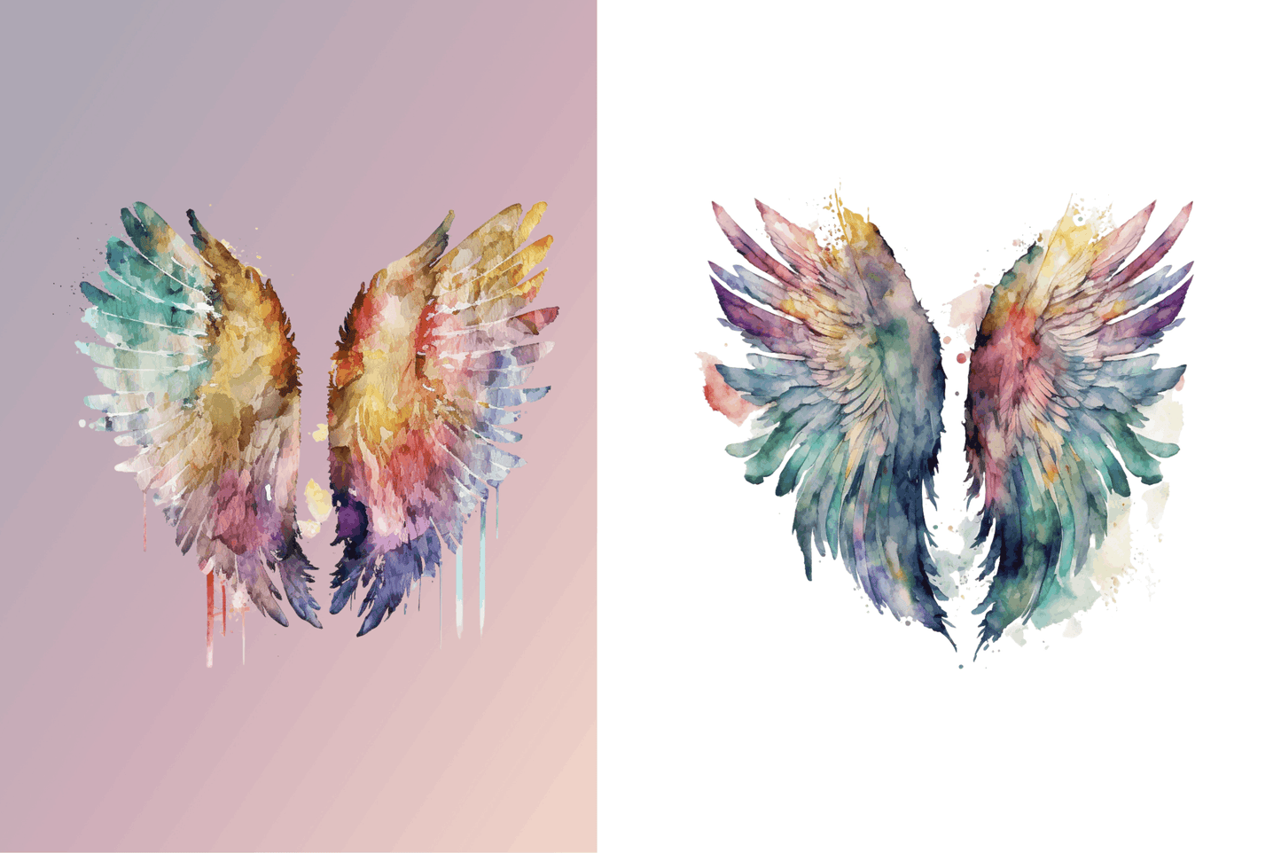 Watercolor Angel's Wings Clipart Bundle