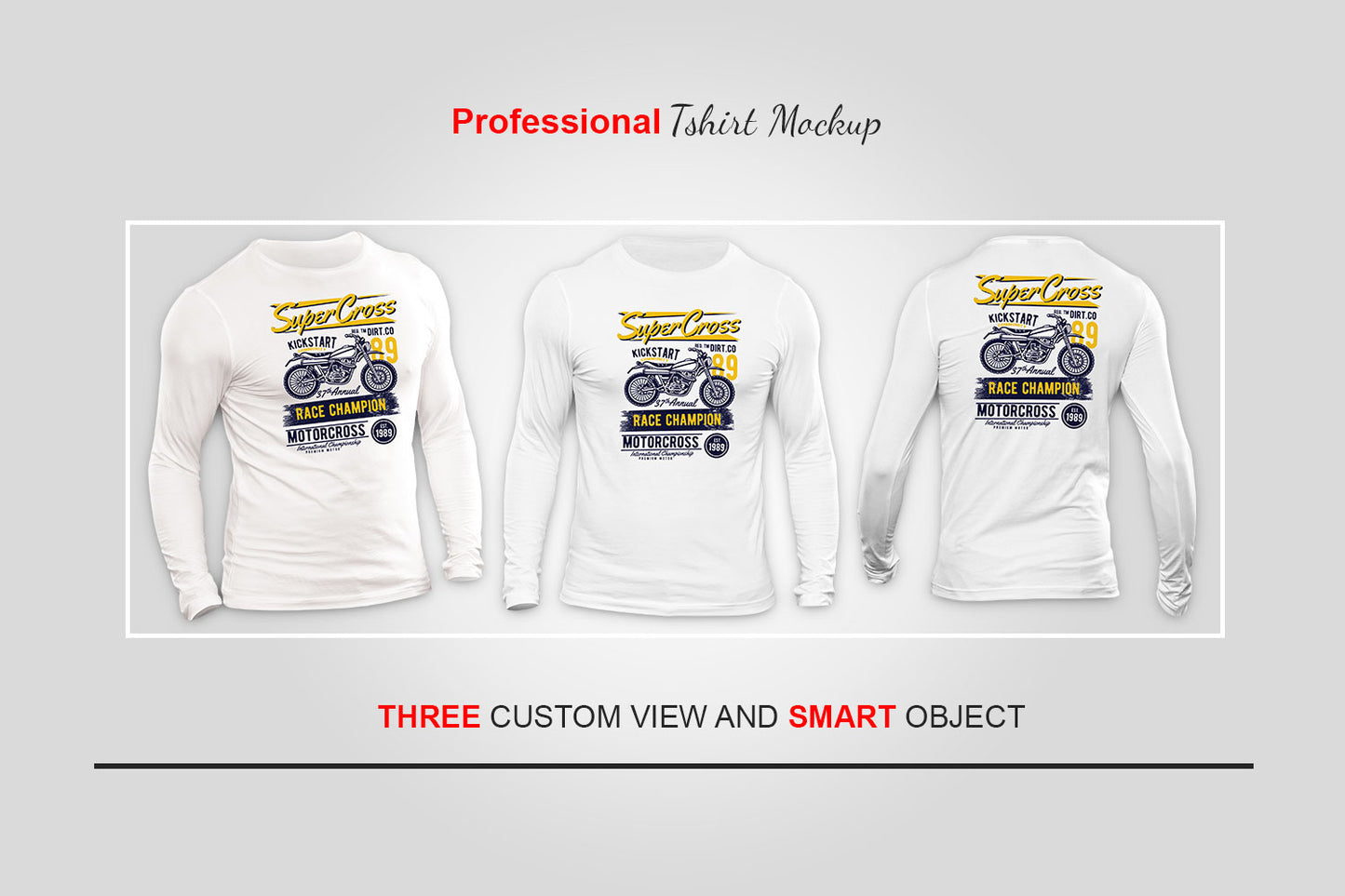 3 Editable Long Sleeve T-Shirt Mockup - Apparel Mock-Ups Bundle