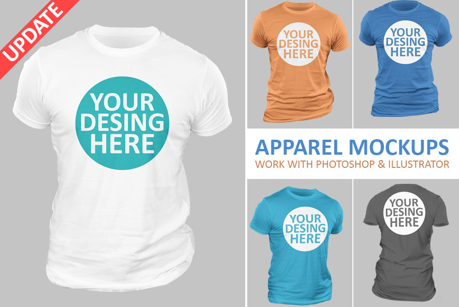 5 Editable PSD & AI T-Shirt Mockup Bundle