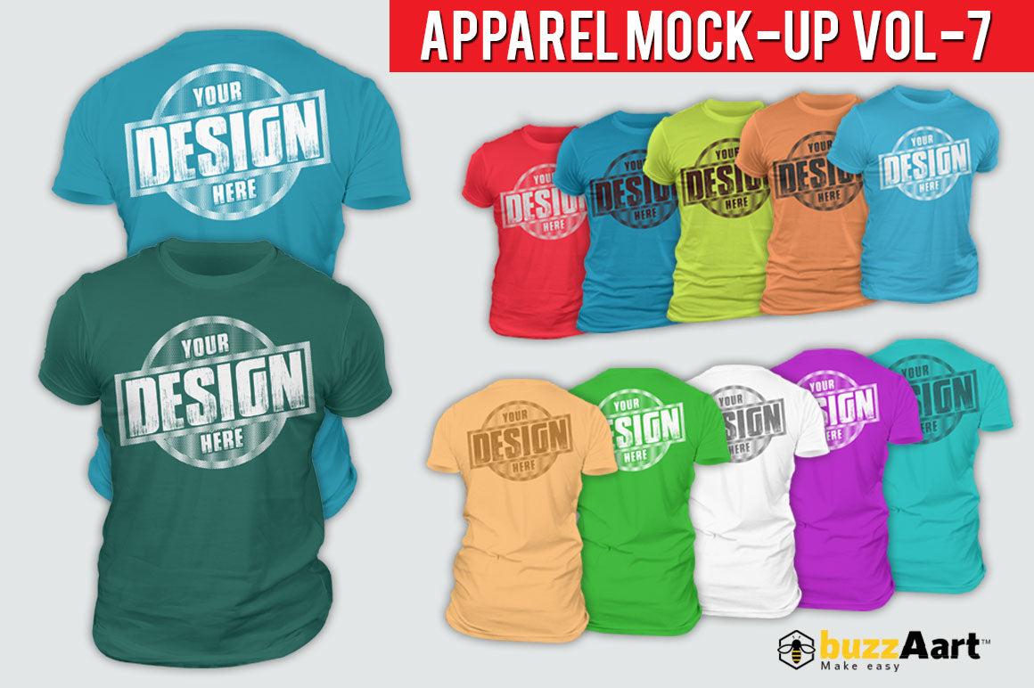 5 Editable PSD & AI T-Shirt Mockup Bundle