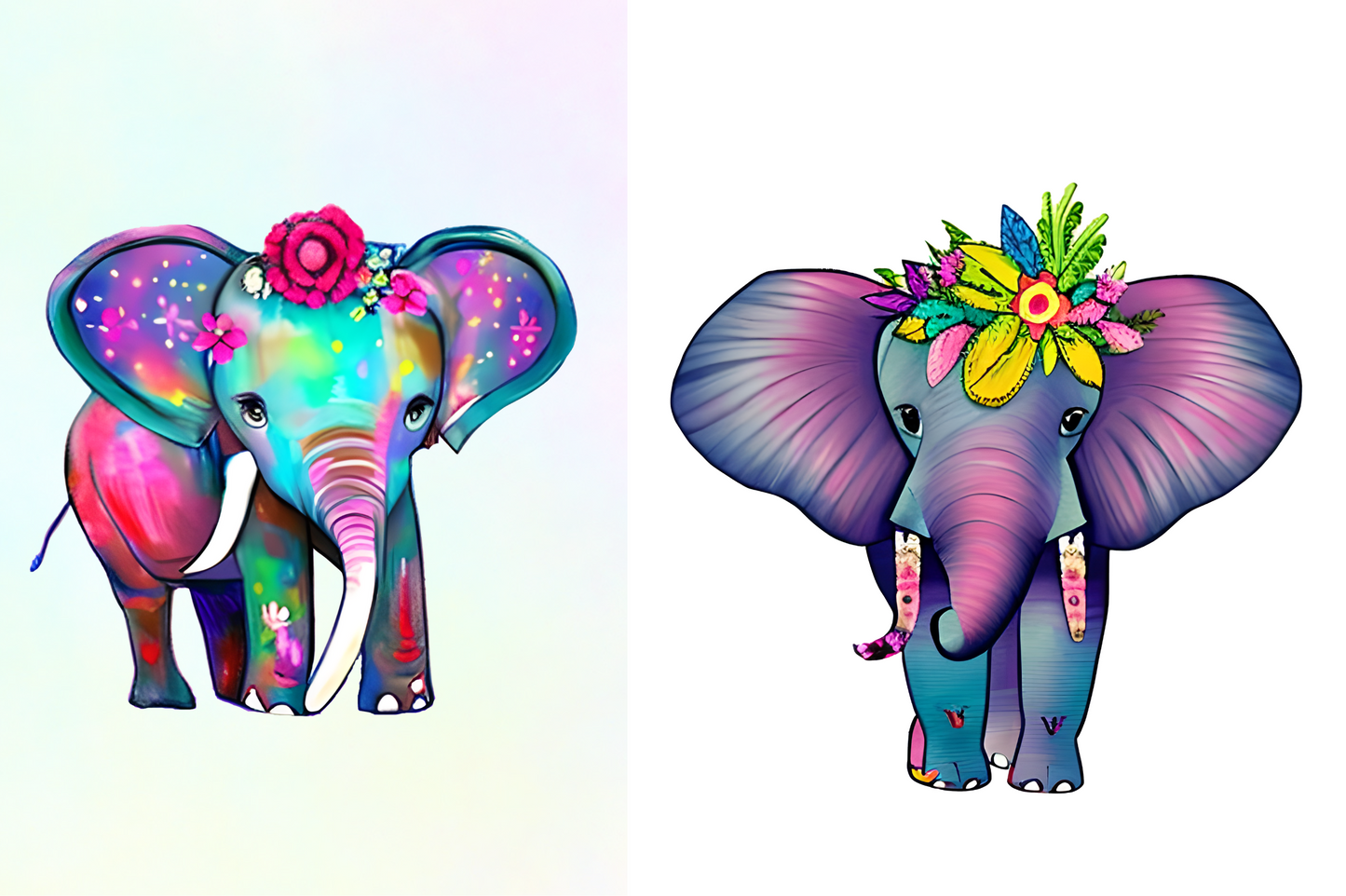 Flower Baby Elephant Sublimation Clipart