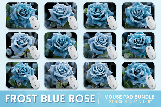 Beautiful Frost Blue Rose Mouse Pad Bundle