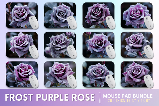 Beautiful Frost Purple Rose Mouse Pad