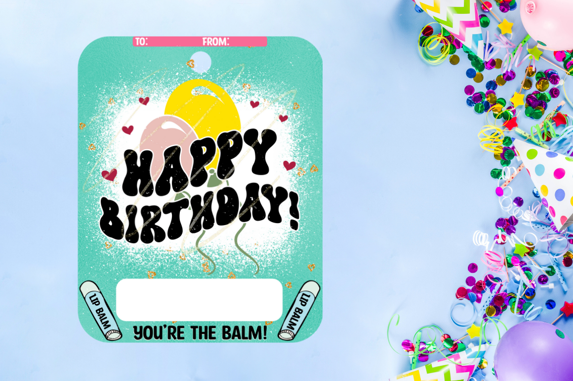 Birthday Lip Balm Card PNG Bundle