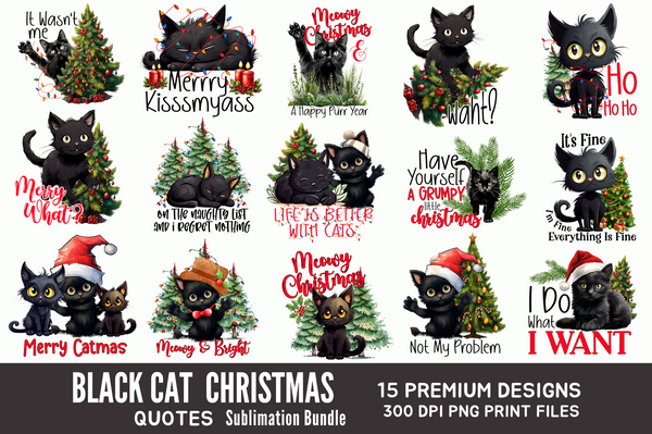 Black Cat Christmas Sublimation Bundle