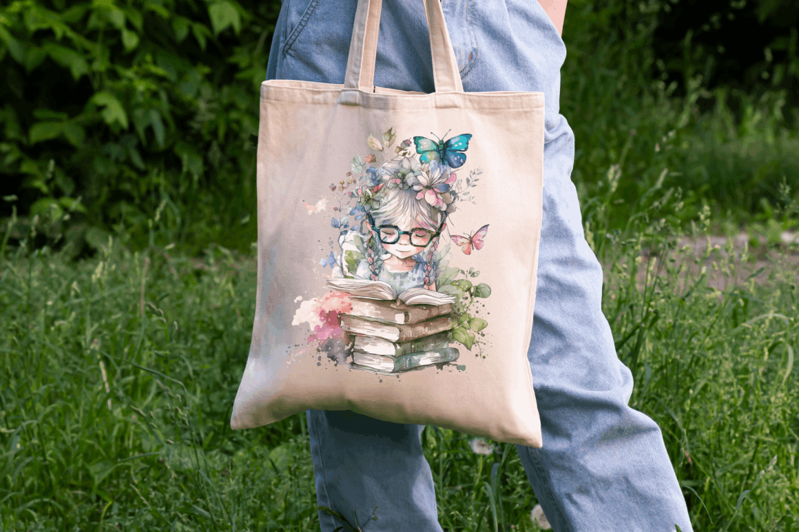 Watercolor Cute Bookworm Fairy Clipart Bundle