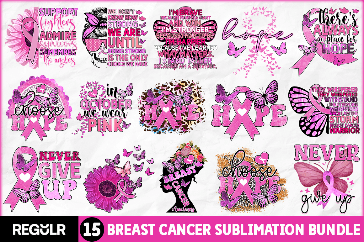 Breast Cancer Sublimation Designs Bundle