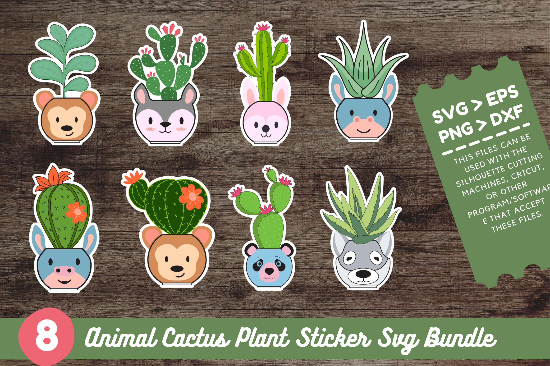 Animal Cactus Plant Sticker Bundle