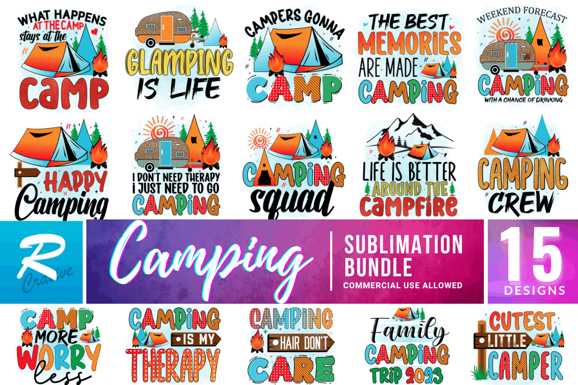 Camping Sayings Quotes Sublimation Bundle