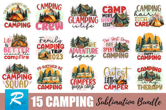 Camping Quotes Sublimation Design Bundle