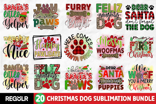 Christmas Dog Quotes Sublimation Bundle