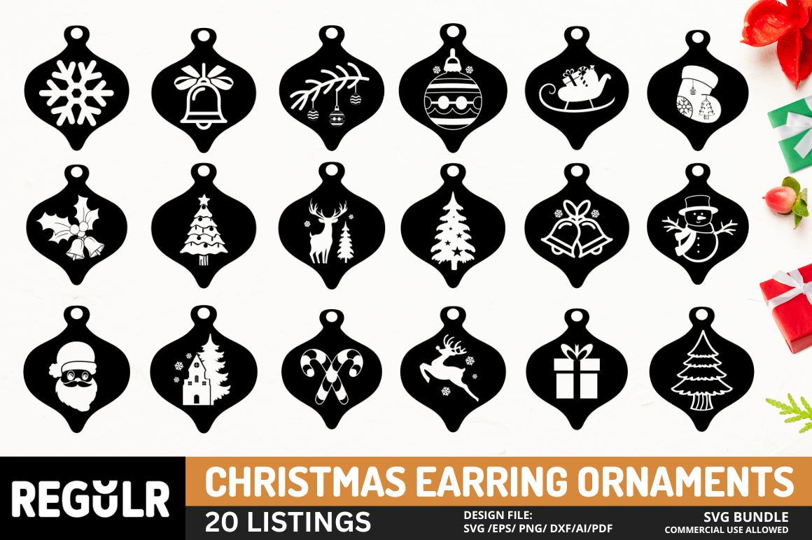 Christmas Earring Ornaments SVG Bundle