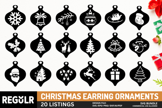 Christmas Earring Ornaments SVG Bundle