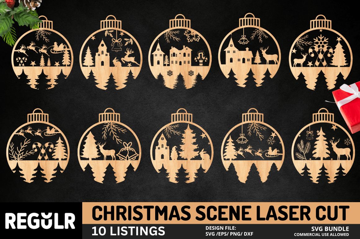 Christmas Scene Laser Cut SVG Bundle