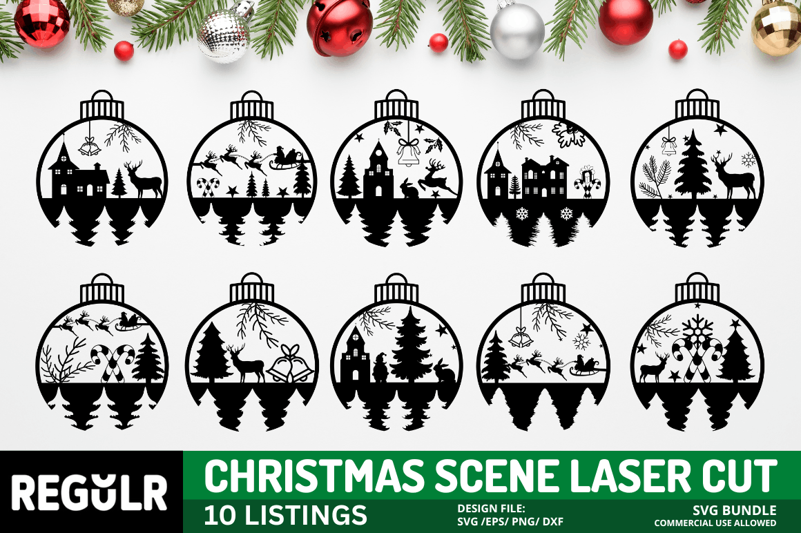 Christmas Scene Laser Cut SVG Bundle