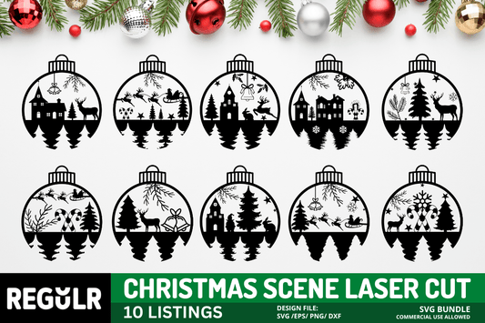 Christmas Scene Laser Cut SVG Bundle