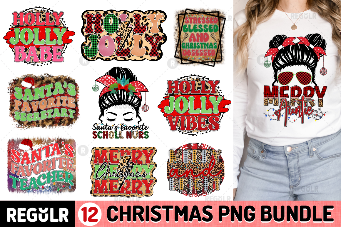 Funny Christmas Quotes PNG Sublimation Bundle