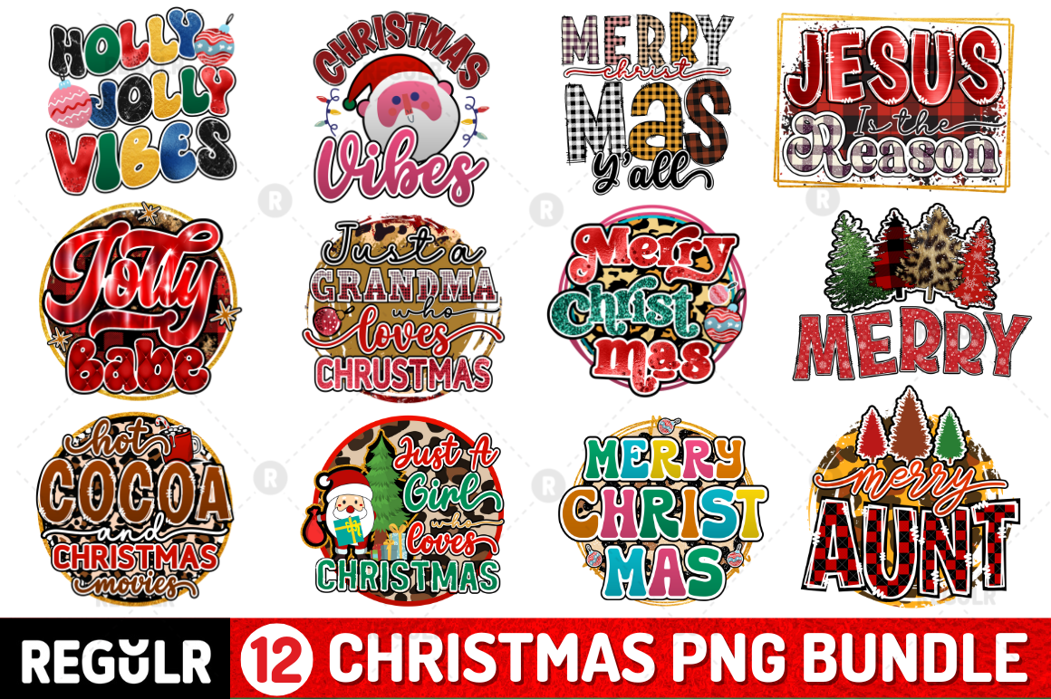 Christmas Quotes PNG Sublimation Design Bundle