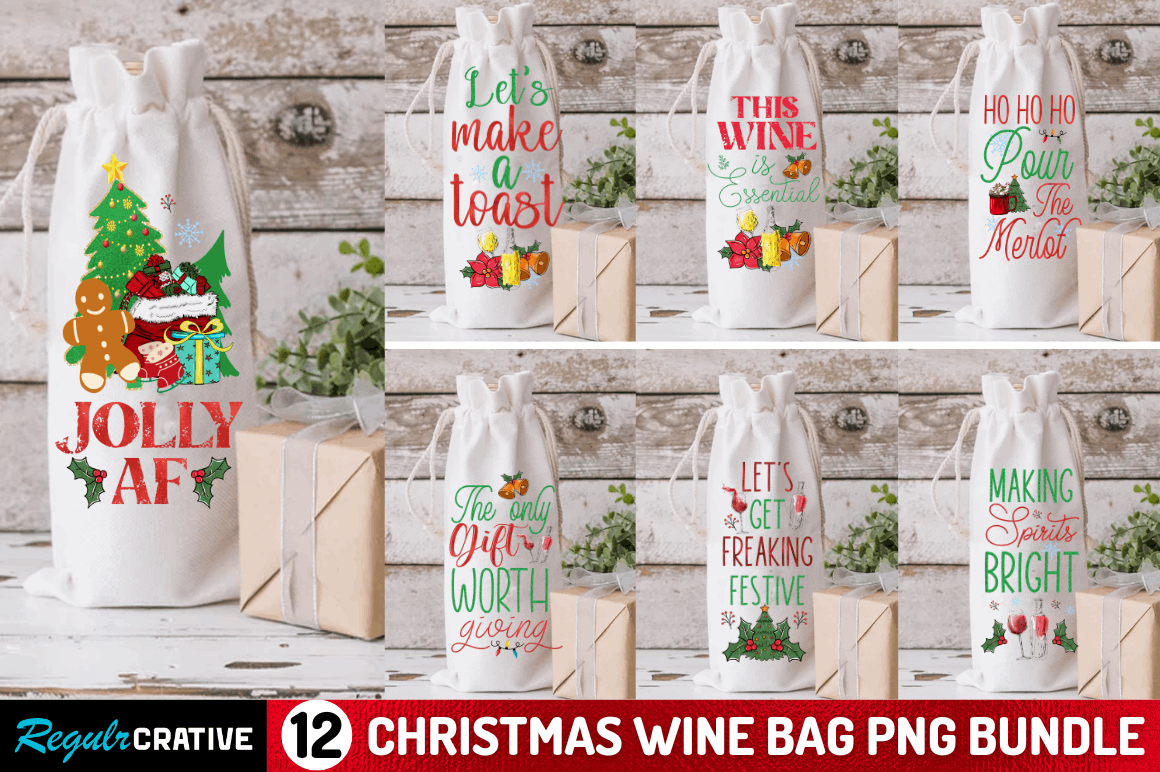 Christmas Wine Bag Sublimation Bundle